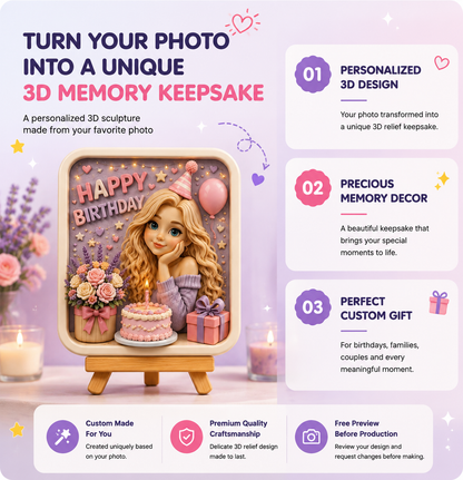 Personalized 3D Sculpture — Custom Relief Keepsake from Photo